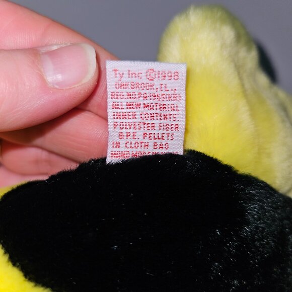 Ty Beanie Buddies Collection Yellow Black Fish Bubbles Stuffed Animal 1998 w/TAG - Picture 6 of 9